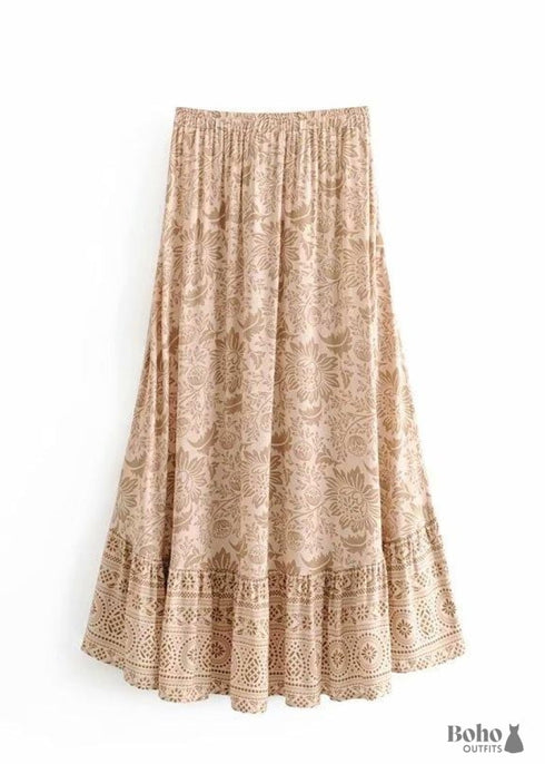 Boho Skirts in Brown Floral Lion For Women